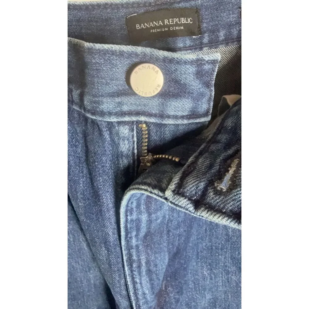 Banana Republic Premium Denim High-Rise Relaxed Wide-Leg Jeans Size 33
